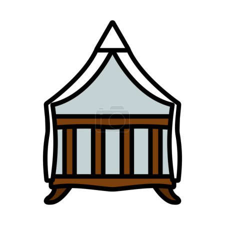 Crib With Canopy Icon. Editable Bold Outline With Color Fill Design. Vector Illustration.