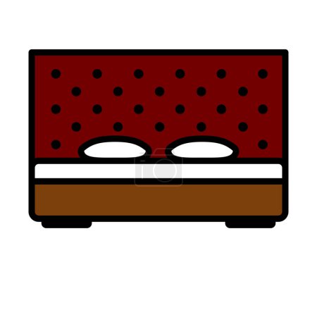 King-size Bed Icon. Editable Bold Outline With Color Fill Design. Vector Illustration.
