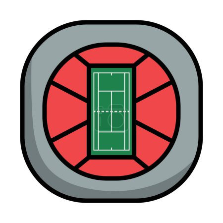 Tennis Stadium Aerial View Icon. Editable Bold Outline With Color Fill Design. Vector Illustration.