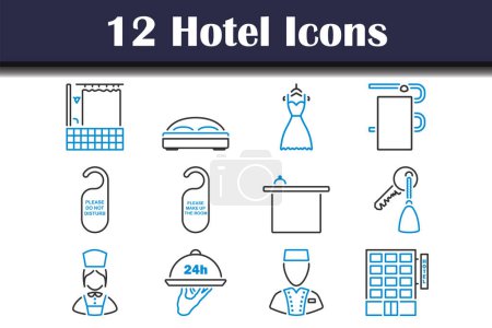 Illustration for Hotel Icon Set. Editable Bold Outline With Color Fill Design. Vector Illustration. - Royalty Free Image