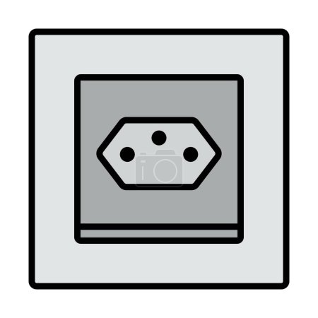 Swiss Electrical Socket Icon. Editable Bold Outline With Color Fill Design. Vector Illustration.