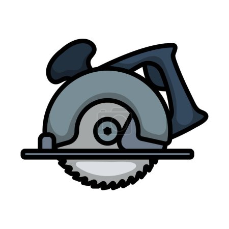 Circular Saw Icon. Editable Bold Outline With Color Fill Design. Vector Illustration.