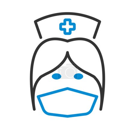 Nurse Head Icon. Editable Bold Outline With Color Fill Design. Vector Illustration.