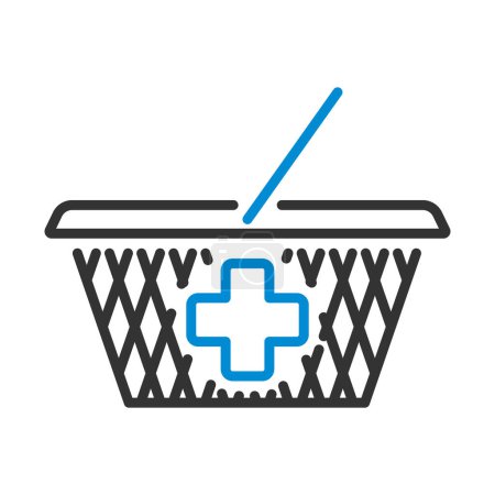 Pharmacy Shopping Cart Icon. Editable Bold Outline With Color Fill Design. Vector Illustration.
