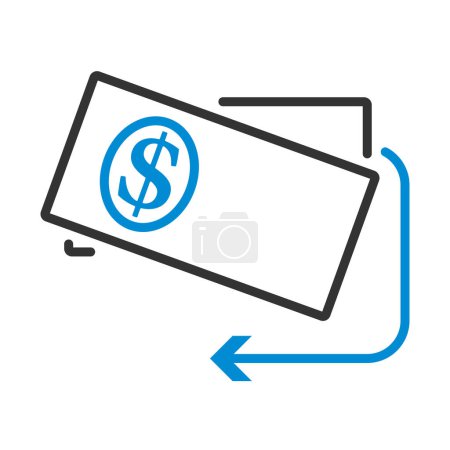 Icône de billets en dollars de remise en argent. contour audacieux modifiable avec la conception de remplissage de couleur. Illustration vectorielle.