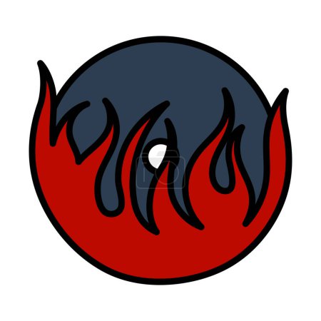 Icono de vinilo de llama. Esquema audaz editable con diseño de relleno de color. Ilustración vectorial.