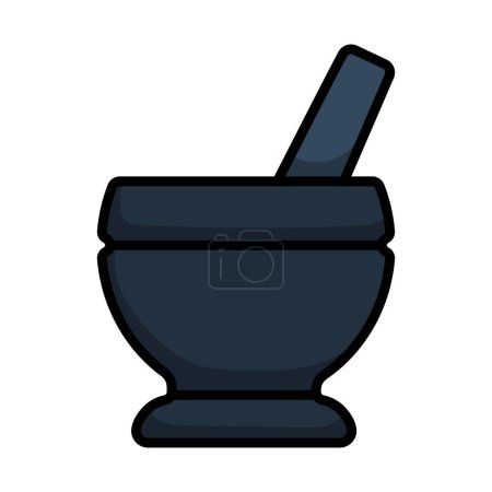 Mortar And Pestle Icon. Editable Bold Outline With Color Fill Design. Vector Illustration.