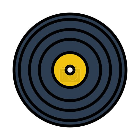 Analogue Record Icon. Editable Bold Outline With Color Fill Design. Vector Illustration.