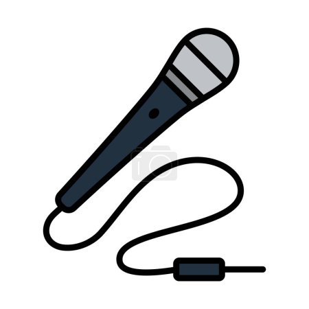 Ilustración de Icono de micrófono de karaoke. Esquema audaz editable con diseño de relleno de color. Ilustración vectorial. - Imagen libre de derechos