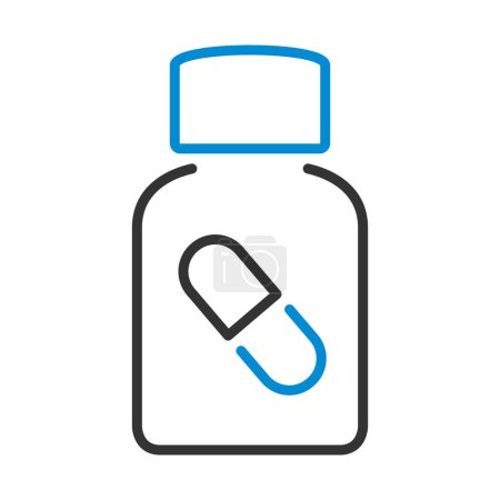 Icono de la botella de pastillas. Esquema audaz editable con diseño de relleno de color. Ilustración vectorial.
