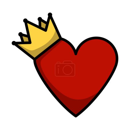 Valentine Heart Crown Ikone. Editierbare kühne Umrisse mit Farbfülldesign. Vektorillustration.