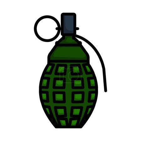 Ilustración de Icono de granada defensiva. Esquema audaz editable con diseño de relleno de color. Ilustración vectorial. - Imagen libre de derechos