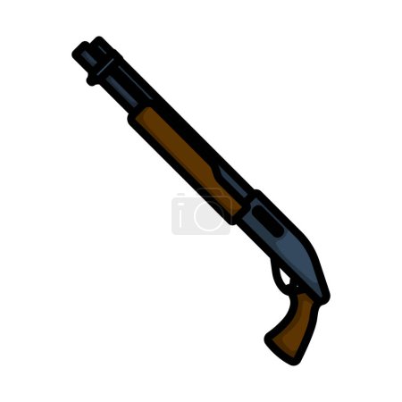 Pump-action Shotgun Icon. Editable Bold Outline With Color Fill Design. Vector Illustration.