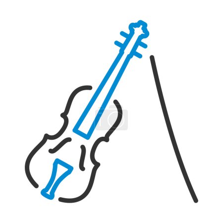 Violin Icon. Editable Bold Outline With Color Fill Design. Vector Illustration.