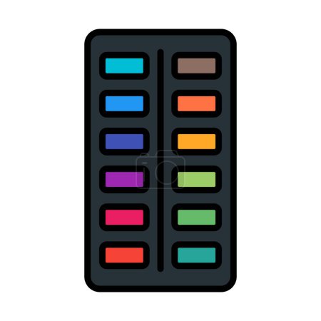Watercolor Paint-box Icon. Editable Bold Outline With Color Fill Design. Vector Illustration.