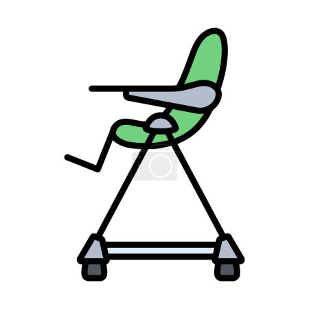 Baby High Chair Icon. Editable Bold Outline With Color Fill Design. Vector Illustration.