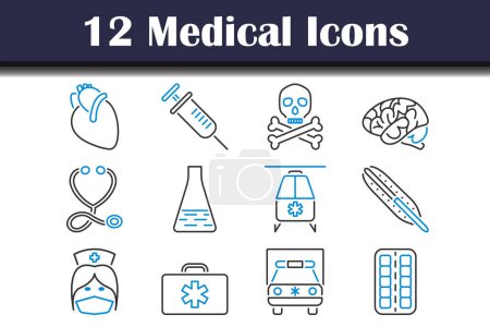 Ensemble d'icônes médicales. contour audacieux modifiable avec la conception de remplissage de couleur. Illustration vectorielle.