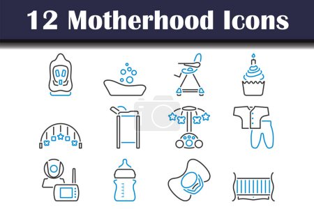 Ilustración de Conjunto de iconos de maternidad. Esquema audaz editable con diseño de relleno de color. Ilustración vectorial. - Imagen libre de derechos