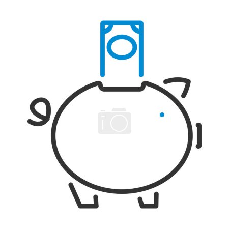 Téléchargez les illustrations : Piggy Bank Icon. Editable Bold Outline With Color Fill Design. Vector Illustration. - en licence libre de droit
