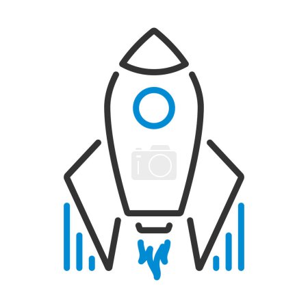 Téléchargez les illustrations : Startup Rocket Icon. Editable Bold Outline With Color Fill Design. Vector Illustration. - en licence libre de droit