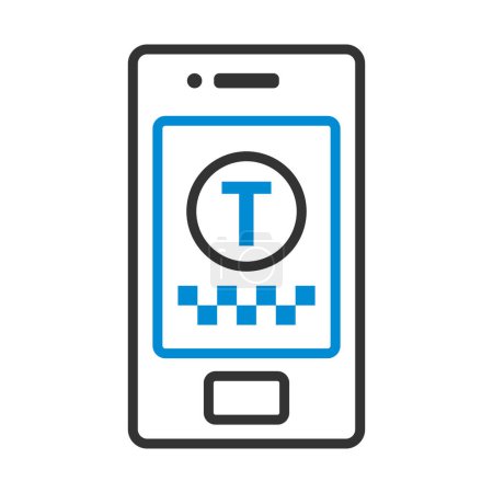 Taxi Service Mobile Application Icône. contour audacieux modifiable avec la conception de remplissage de couleur. Illustration vectorielle.