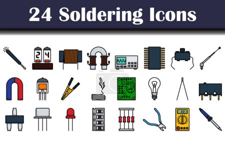 Illustration for Soldering Icon Set. Editable Bold Outline With Color Fill Design. Vector Illustration. - Royalty Free Image
