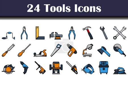 Illustration for Tools Icon Set. Editable Bold Outline With Color Fill Design. Vector Illustration. - Royalty Free Image
