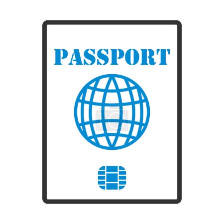 Illustration for Icon Of Passport With Chip. Editable Bold Outline With Color Fill Design. Vector Illustration. - Royalty Free Image