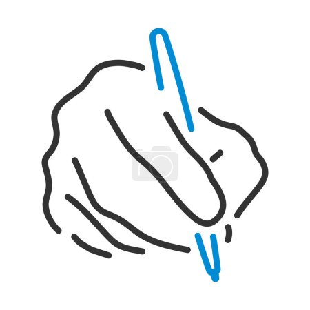 Hand With Pen Icon. Editable Bold Outline With Color Fill Design. Vector Illustration.