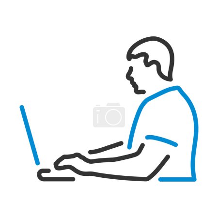 Writer At The Work Icon. Editable Bold Outline With Color Fill Design. Vector Illustration.