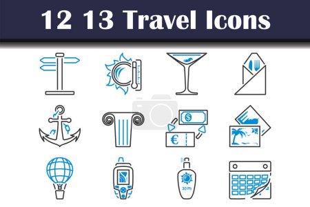 Illustration for 13 Travel Icon Set. Editable Bold Outline With Color Fill Design. Vector Illustration. - Royalty Free Image