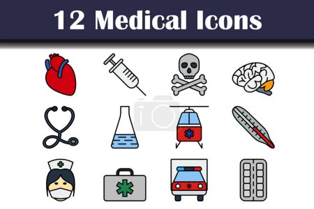 Medical Icon Set. Editable Bold Outline With Color Fill Design. Vector Illustration.