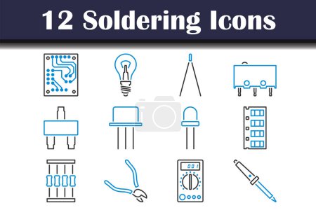 Soldering Icon Set. Editable Bold Outline With Color Fill Design. Vector Illustration.