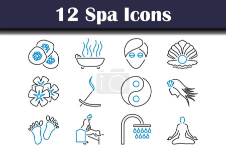 Set de iconos de spa. Esquema audaz editable con diseño de relleno de color. Ilustración vectorial.