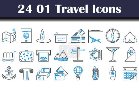 Illustration for 01 Travel Icon Set. Editable Bold Outline With Color Fill Design. Vector Illustration. - Royalty Free Image