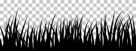 Ilustración de Hierba pradera Fondo sin costura. Lindo diseño de la frontera de hierba de pradera limpia y lisa en colores negros. Todos los objetos están separados. Ilustración vectorial. - Imagen libre de derechos