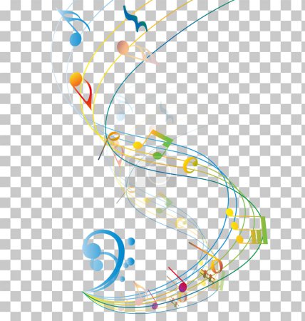 Illustration for Musical design from musical notes elements. Shadow is transparent and can applied on any color background not only white. Elegant creative design isolated on white. Vector illustration. - Royalty Free Image