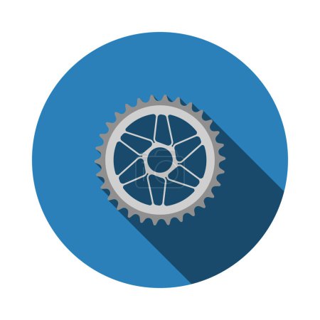 Bike Gear Star Icon. Flat Circle Stencil Design With Long Shadow. Vector Illustration.