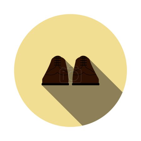 Chaussures d'affaires Icône. Conception de pochoir à cercle plat avec ombre longue. Illustration vectorielle.