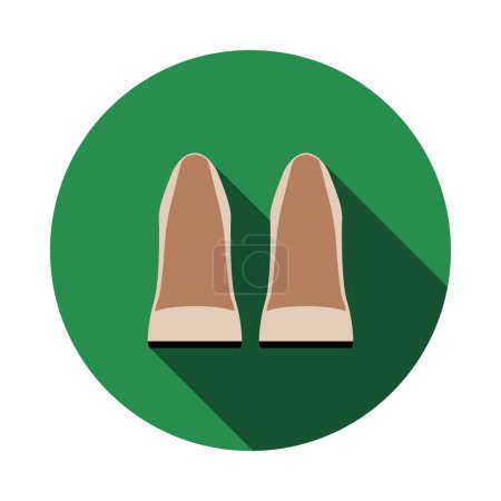 Business Woman Shoes Icon. Flat Circle Stencil Design With Long Shadow. Vector Illustration.