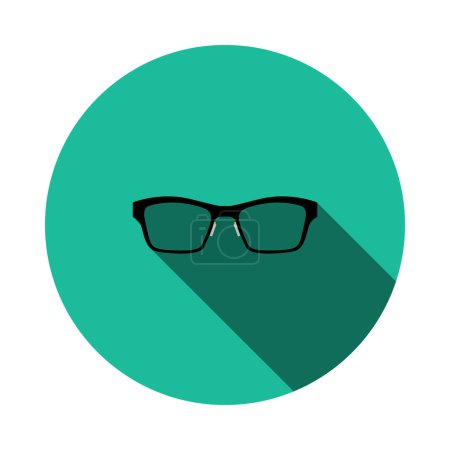 Business Woman Glasses Icon. Flat Circle Stencil Design With Long Shadow. Vector Illustration.