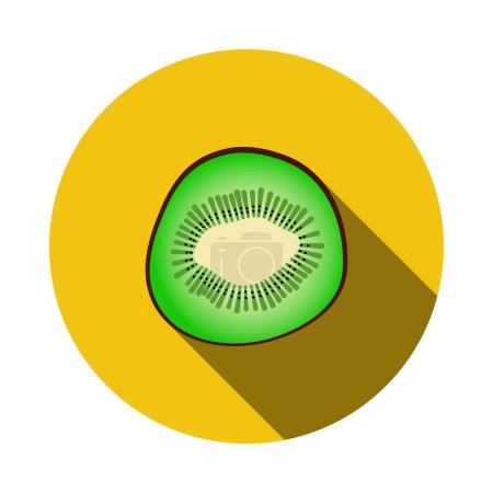 Icon Of Kiwi In Ui Colors. Flat Circle Stencil Design With Long Shadow. Vector Illustration.
