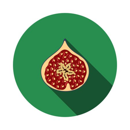 Icon Of Fig Fruit In Ui Colors. Flat Circle Stencil Design With Long Shadow. Vector Illustration.