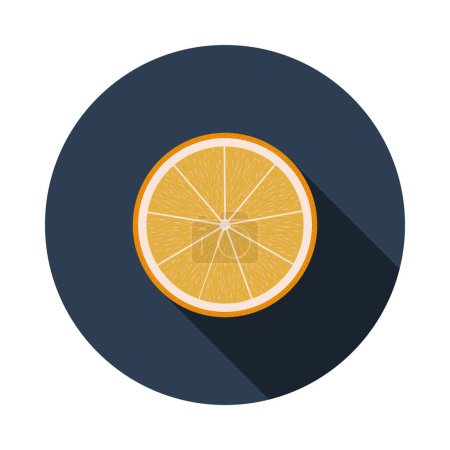 Illustration for Icon Of Orange In Ui Colors. Flat Circle Stencil Design With Long Shadow. Vector Illustration. - Royalty Free Image