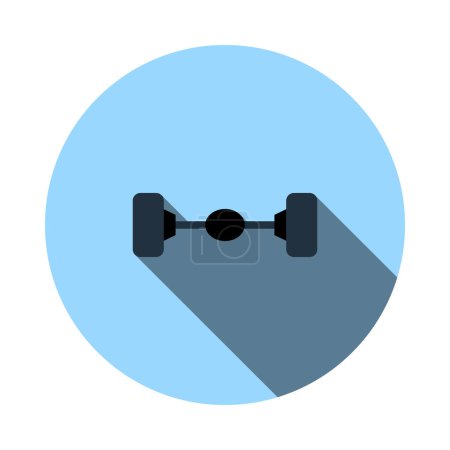 Icône d'essieu arrière de voiture. Conception de pochoir à cercle plat avec ombre longue. Illustration vectorielle.