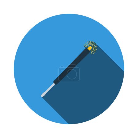 Electricity Test Screwdriver Icon. Flat Circle Stencil Design With Long Shadow. Vector Illustration.
