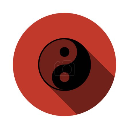 Ilustración de Icono de Yin y Yang. Diseño de plantilla de círculo plano con sombra larga. Ilustración vectorial. - Imagen libre de derechos