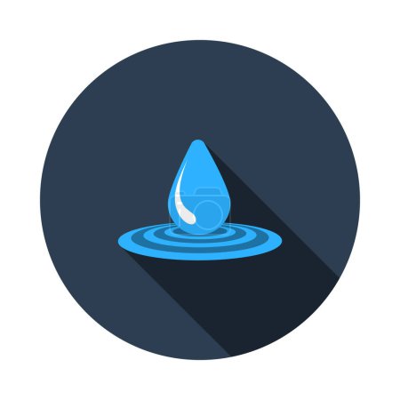Water Drop Icon. Flat Circle Stencil Design With Long Shadow. Vector Illustration.