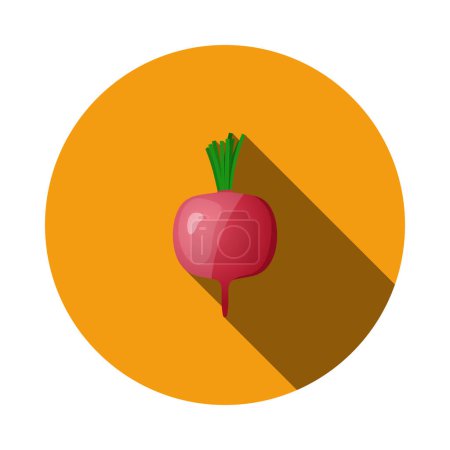 Radishes Icon. Flat Circle Stencil Design With Long Shadow. Vector Illustration.