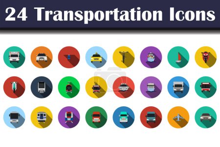 Ilustración de Conjunto de iconos de transporte. Diseño plano con sombra larga. Ilustración vectorial. - Imagen libre de derechos